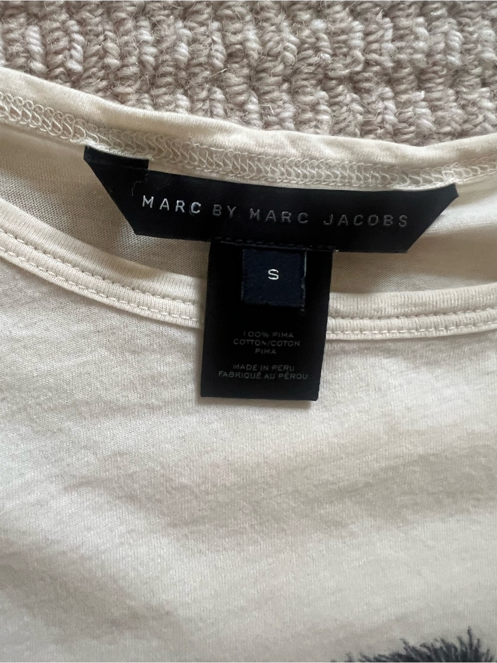 Marc by Marc Jacobs Cream Short Sleeve Tee with Zebra Graphic - Picture 2 of 2